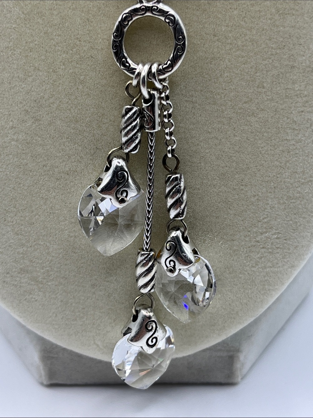 Brighton Kristall Heart Necklace Swarovski Crystals Double Chain Toggle Closure - Picture 11 of 12